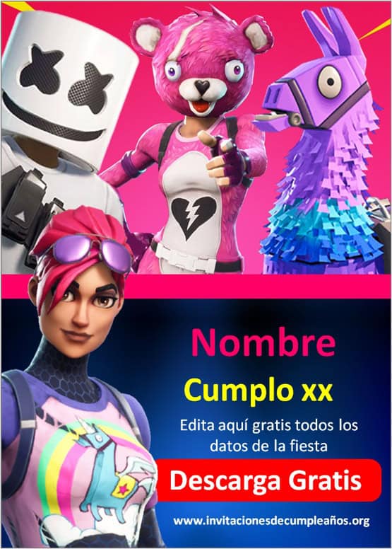 Plantilla de Fortnite Invitación Fiesta de Cumpleaños